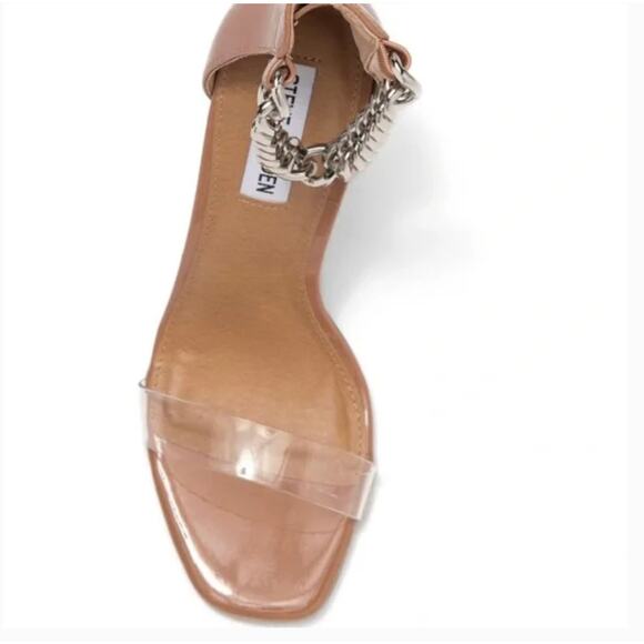Steve Madden Maxton Chain Stiletto Heels 9 NWOT Sandals Pumps Tan Beige Glam - Picture 2 of 11
